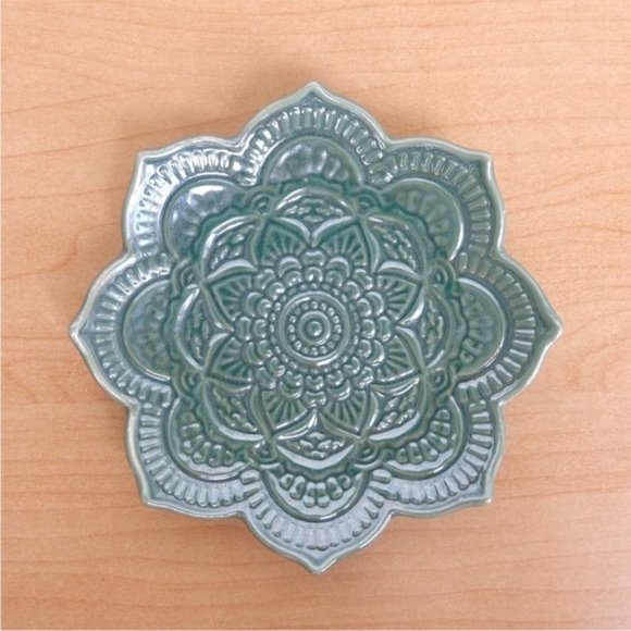 Indie Mandala Floral Boho Hamsa Jewelry Trinket Ring Dish Ceramic Key Holder - Picture 2 of 11